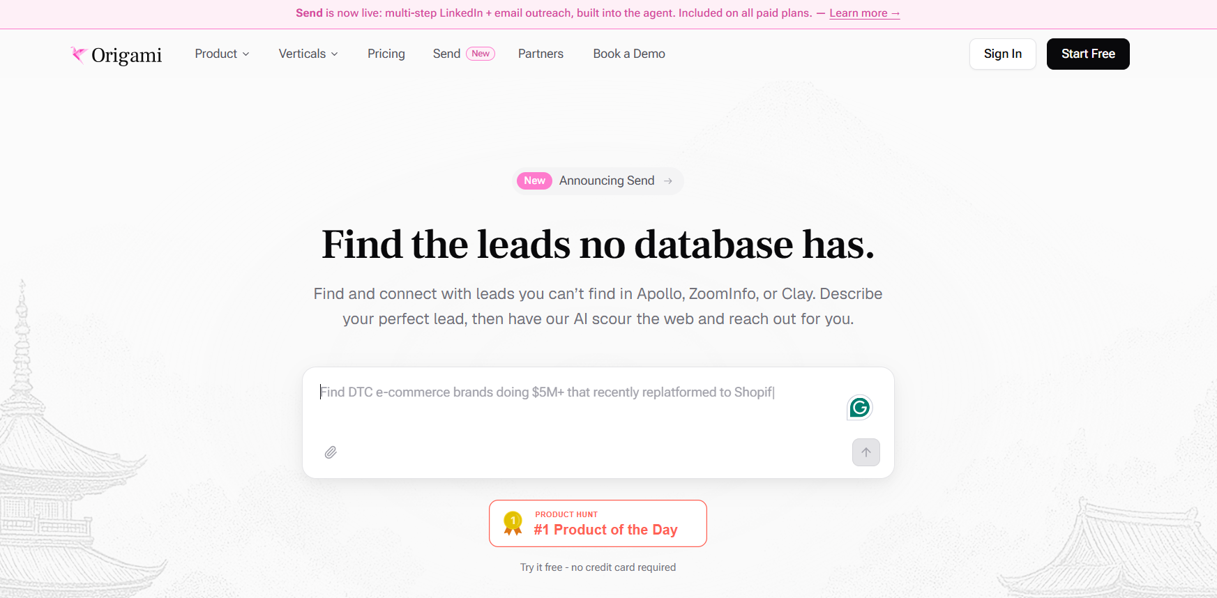 Origami AI homepage