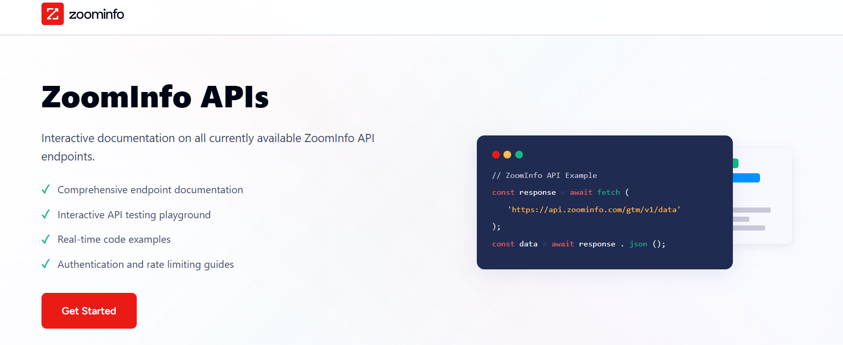 ZoomInfo API homepage