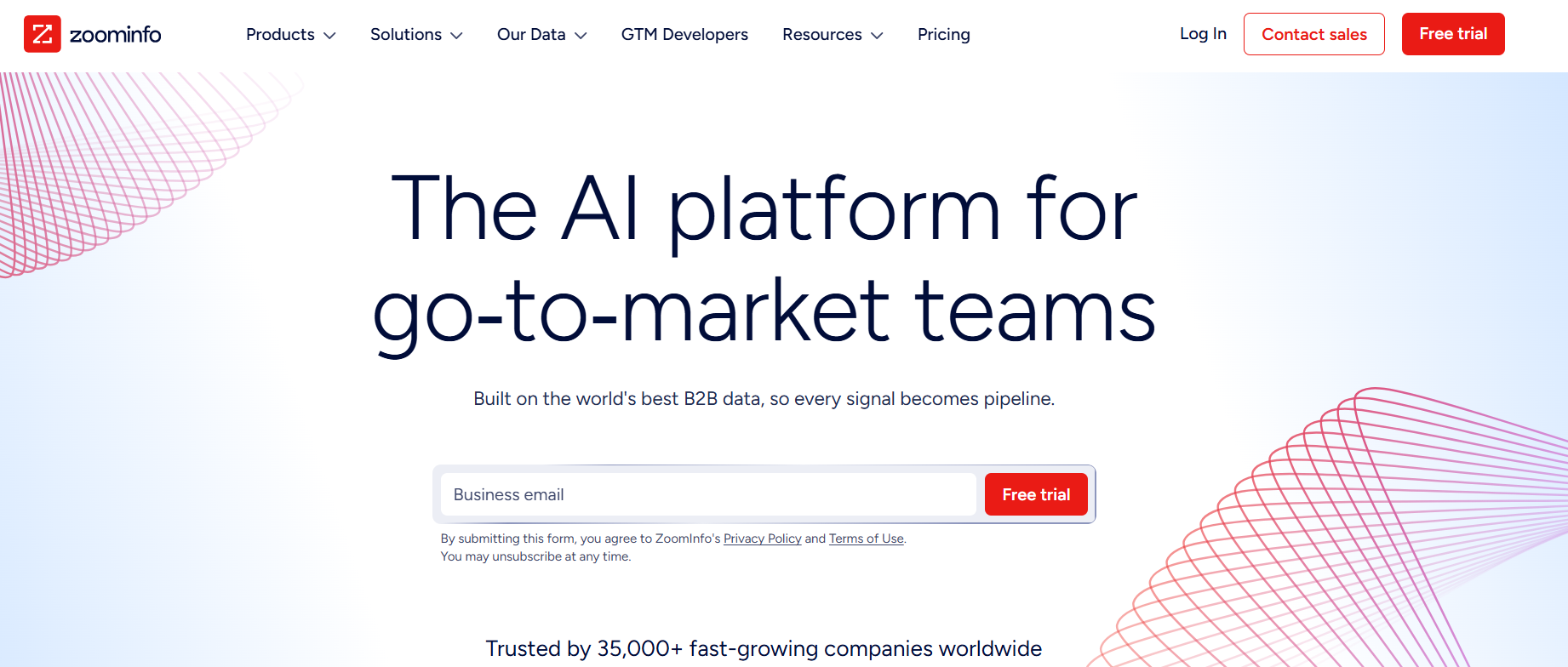 ZoomInfo homepage