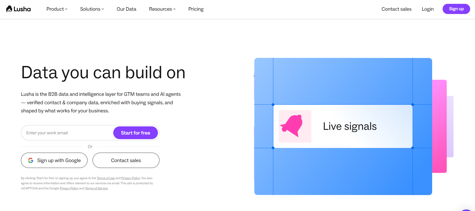Lusha homepage
