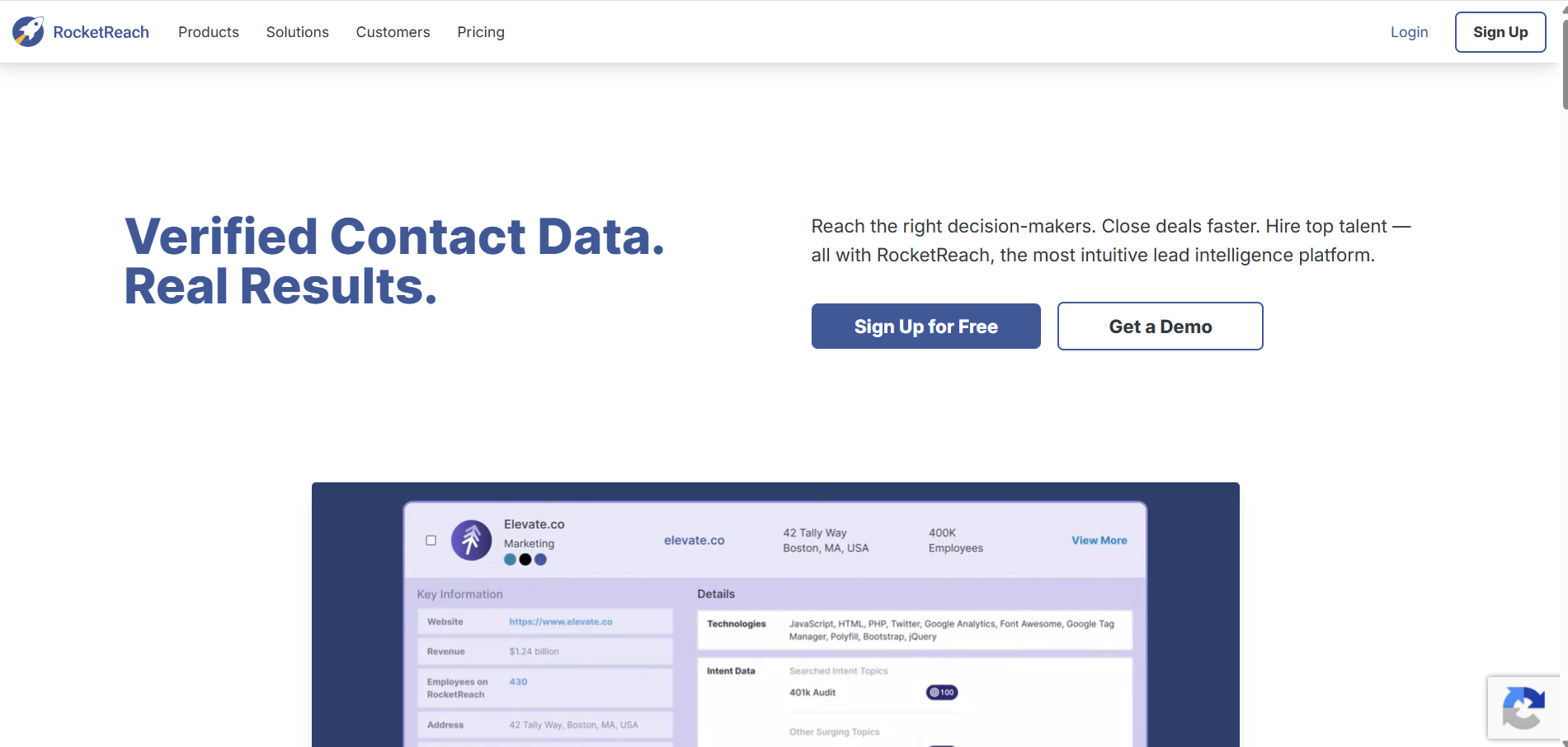 RocketReach homepage
