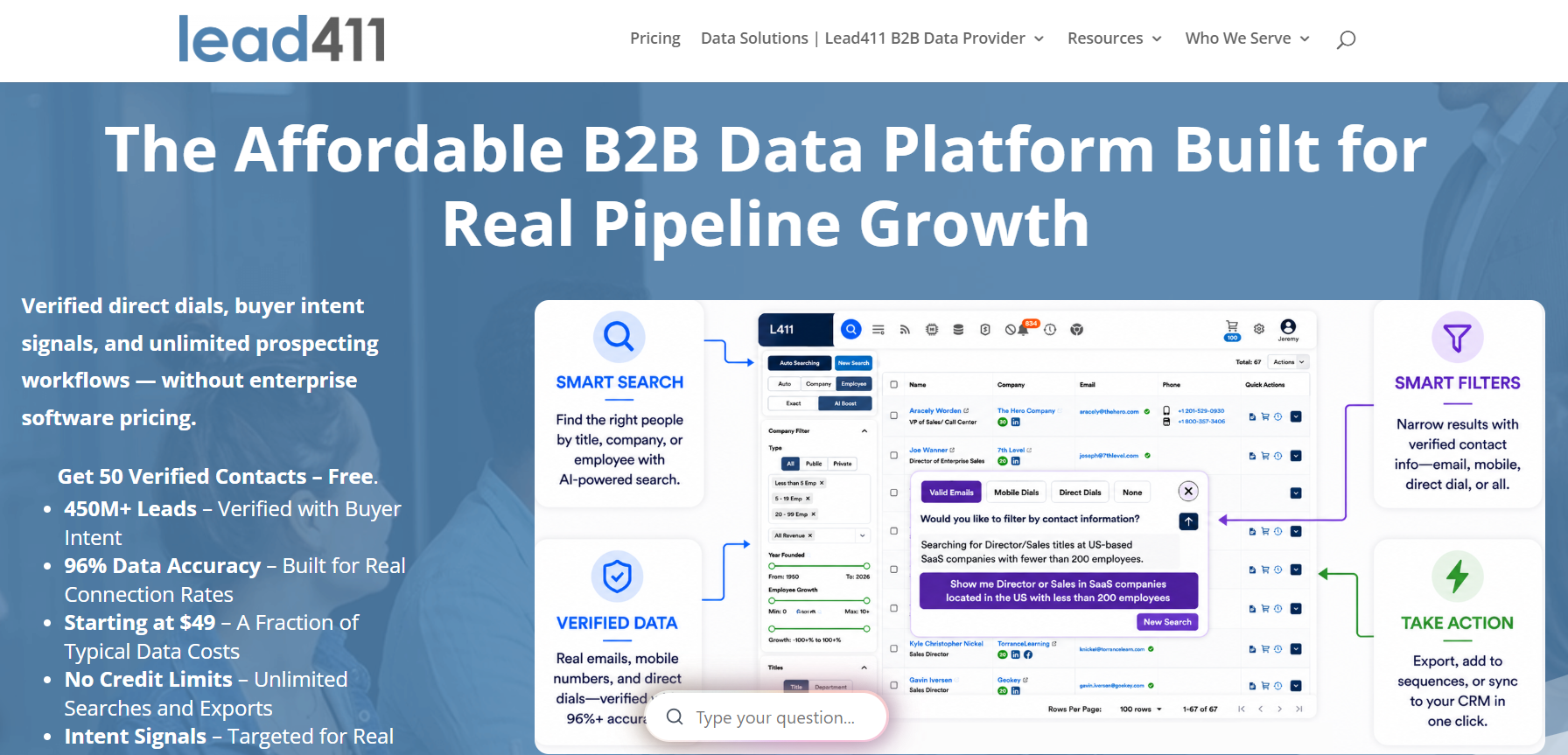 Lead411 homepage