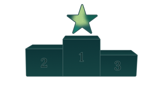 Podium with three levels labeled 1, 2, and 3, with a star above the center level.