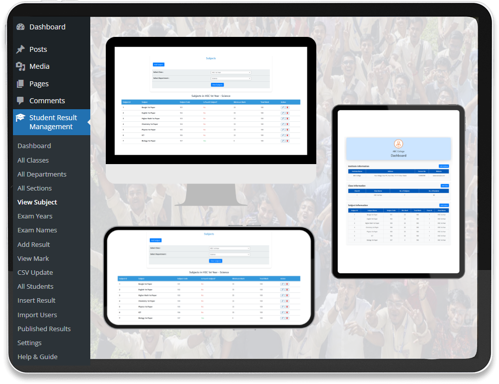 Result Management dashboard