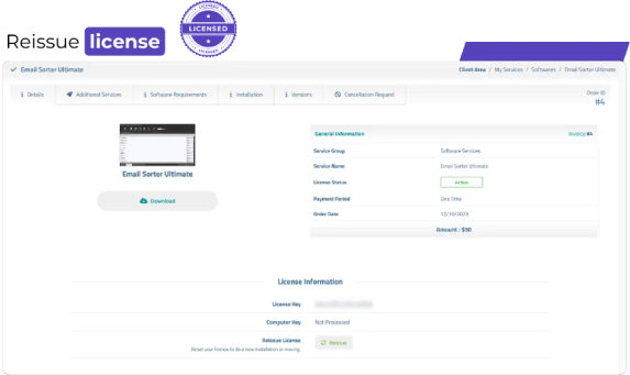 Instantly reissue your license