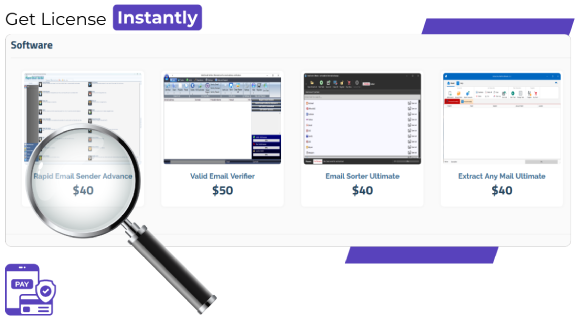 Pay and get license instantly in rapid email