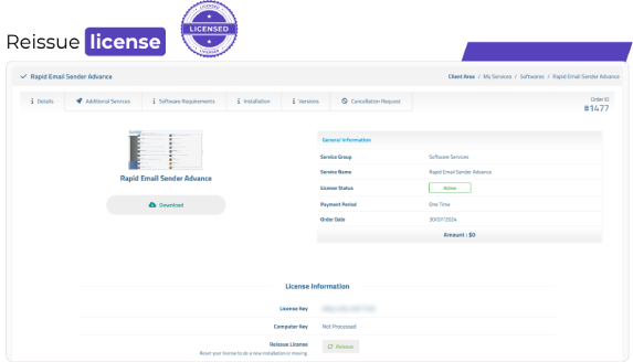 Rapid email license reissue online