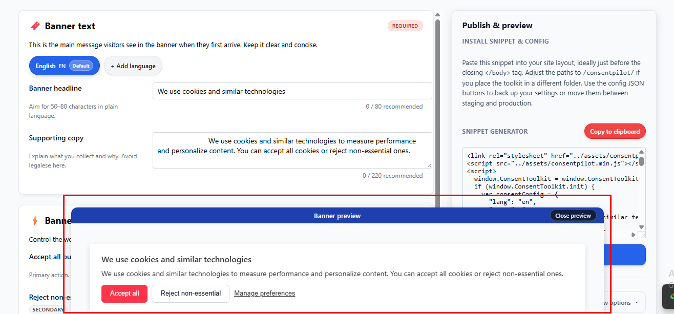 Banner preview in desktop