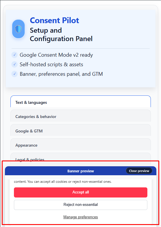 Banner preview in mobile