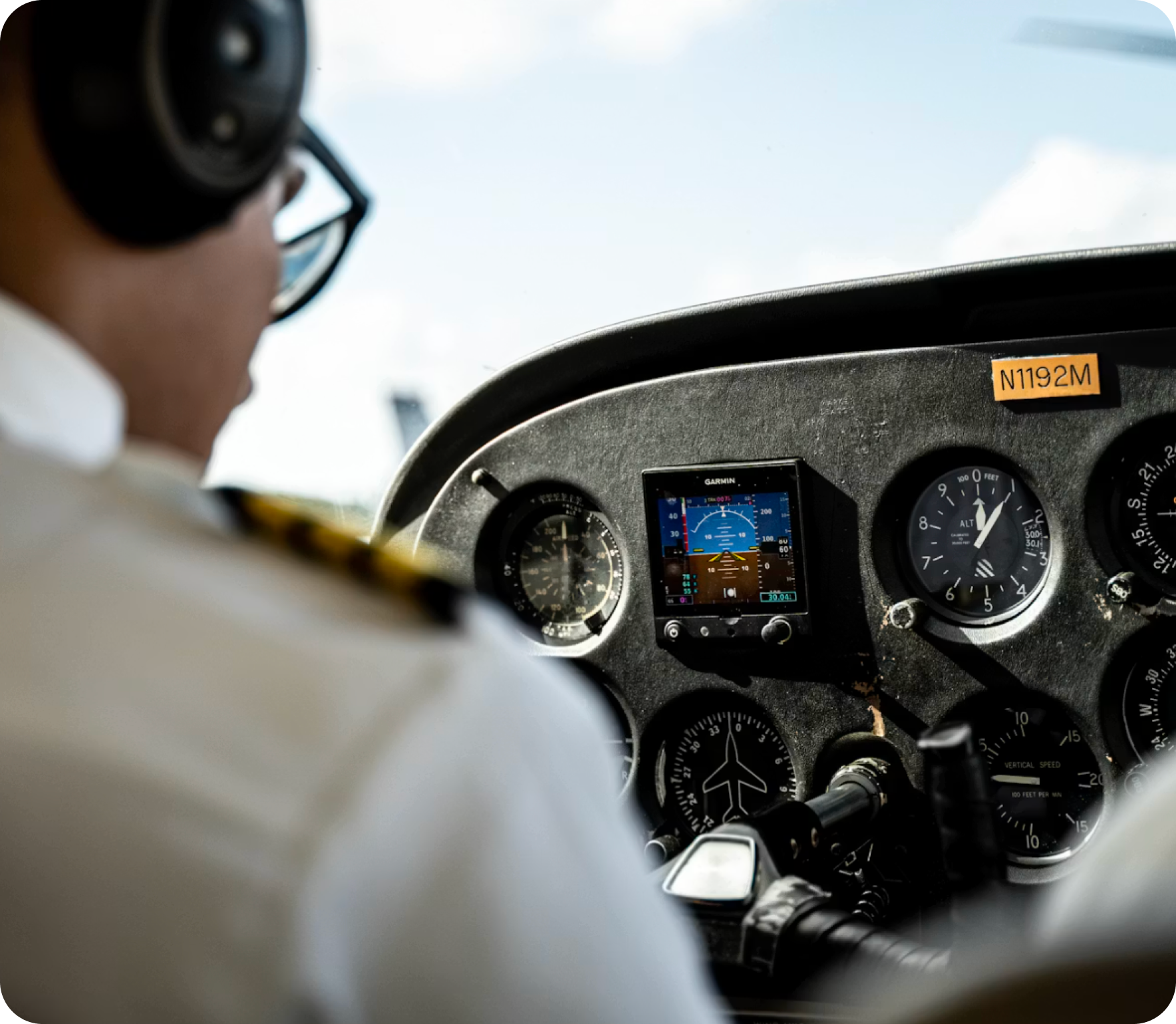 Pilot in a cockpit