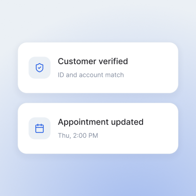 Customer verified and appointment updated confirmations