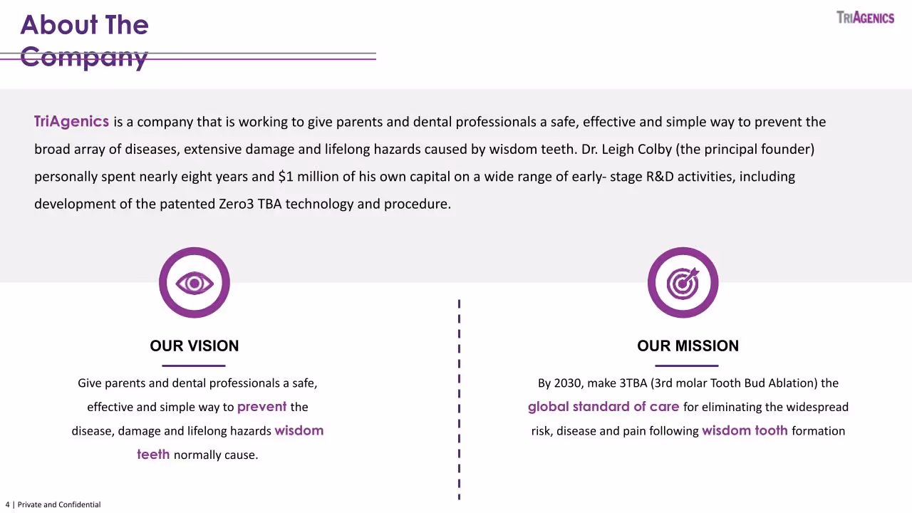 A white paper with a purple circle that says "Our Mission" on it.