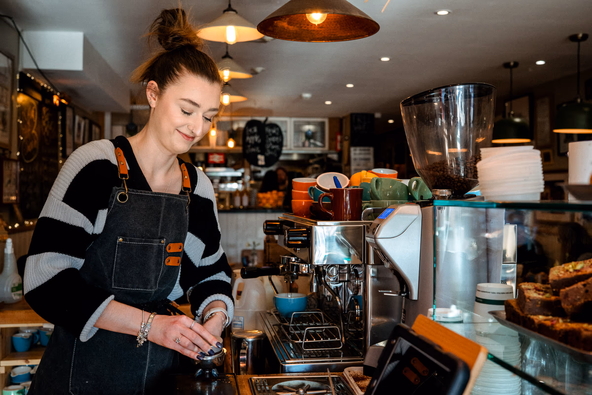 Pig & Pastry, barista and server superstar making coffee