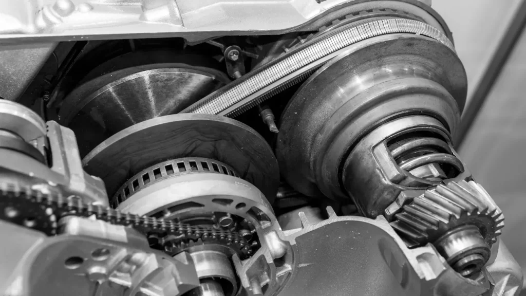 CVT repairs showcasing a detailed view of a continuously variable transmission mechanism