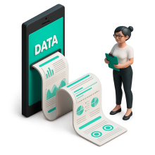 image femme devant données pour illustrer data