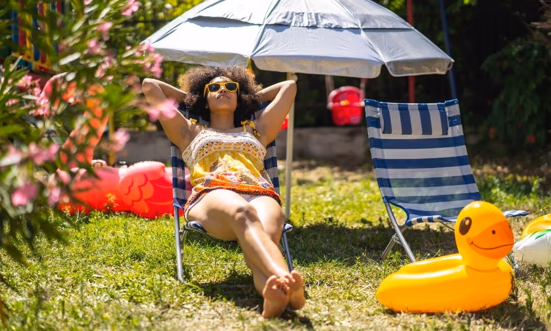 Girl bronzing in vacation setting