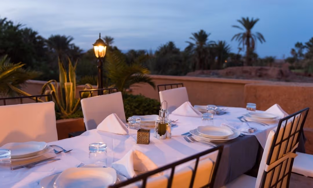 Long dining table in balcony