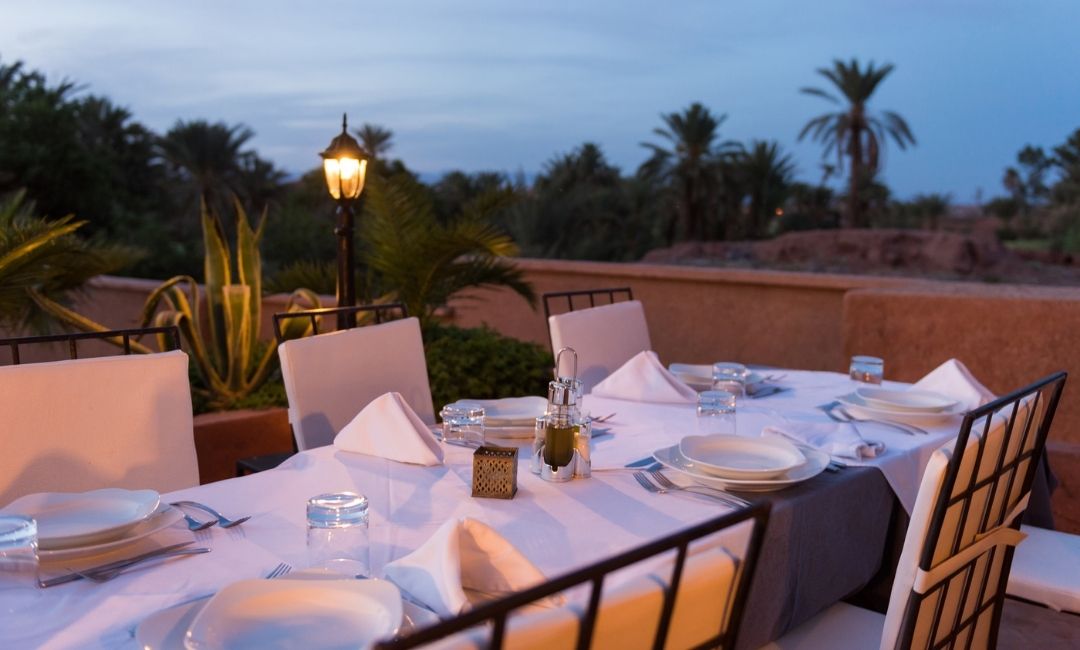 Long dining table in balcony
