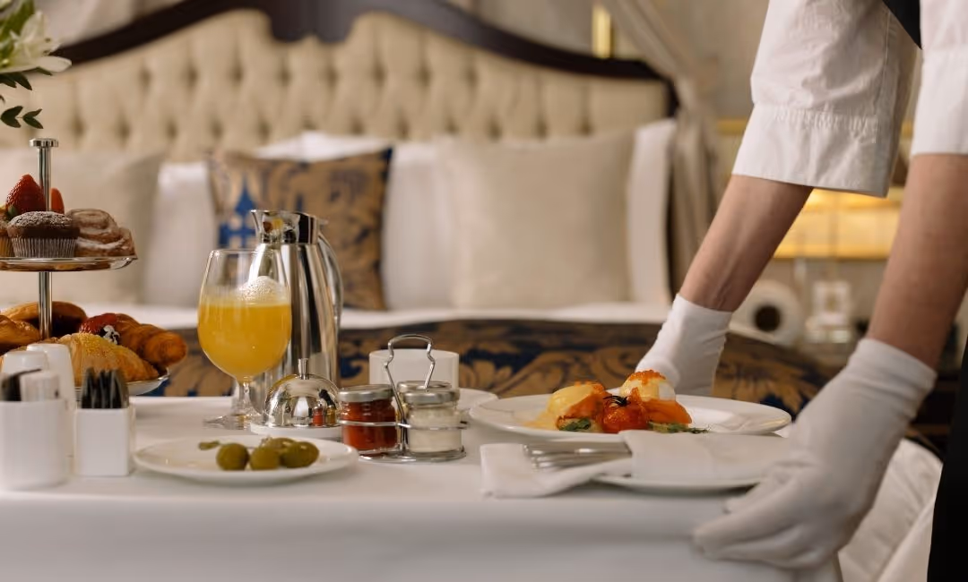 Fancy room service with breakfast