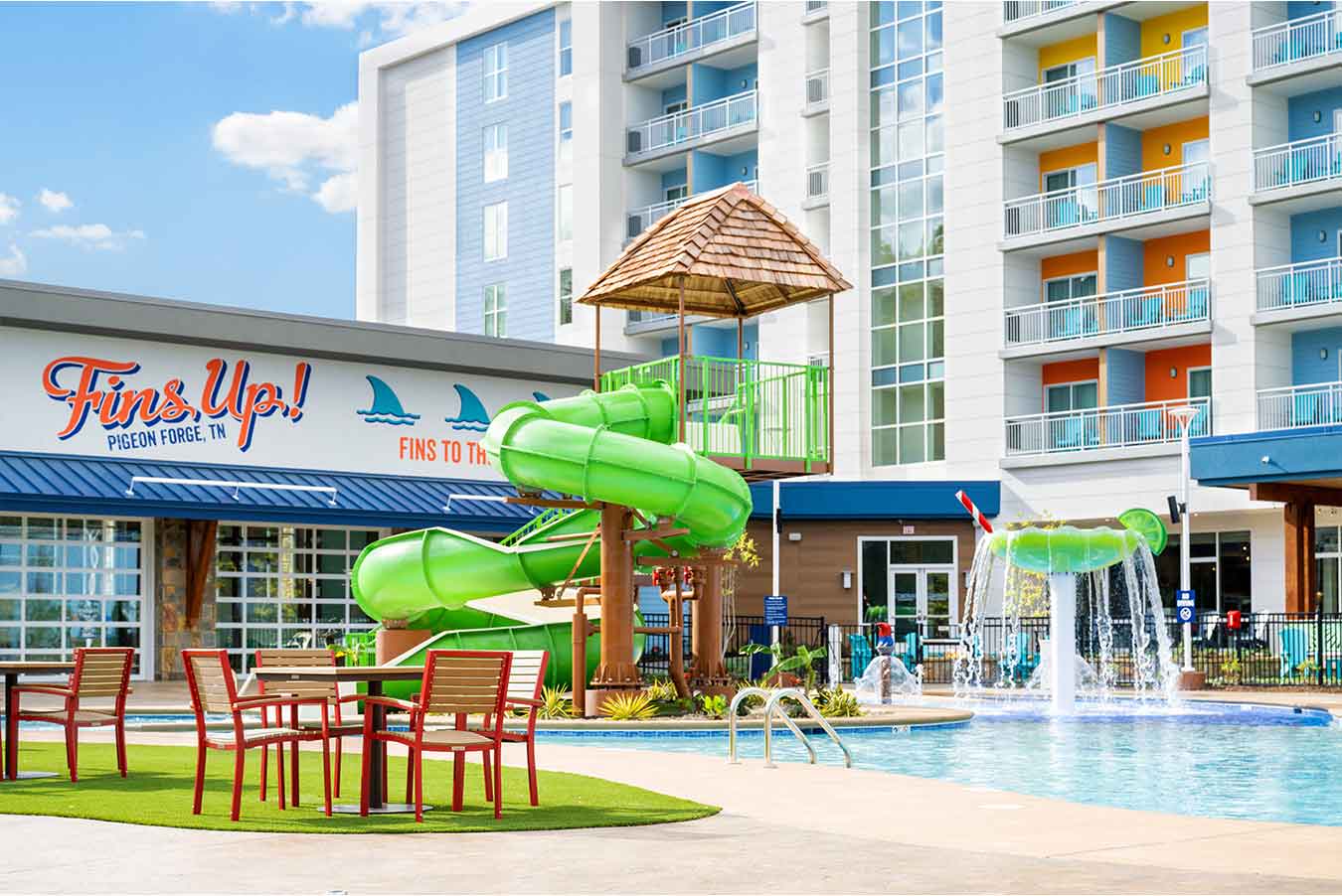 Pool area at Compass Margaritaville in Pigeon Forge, TN built by Poolscapes