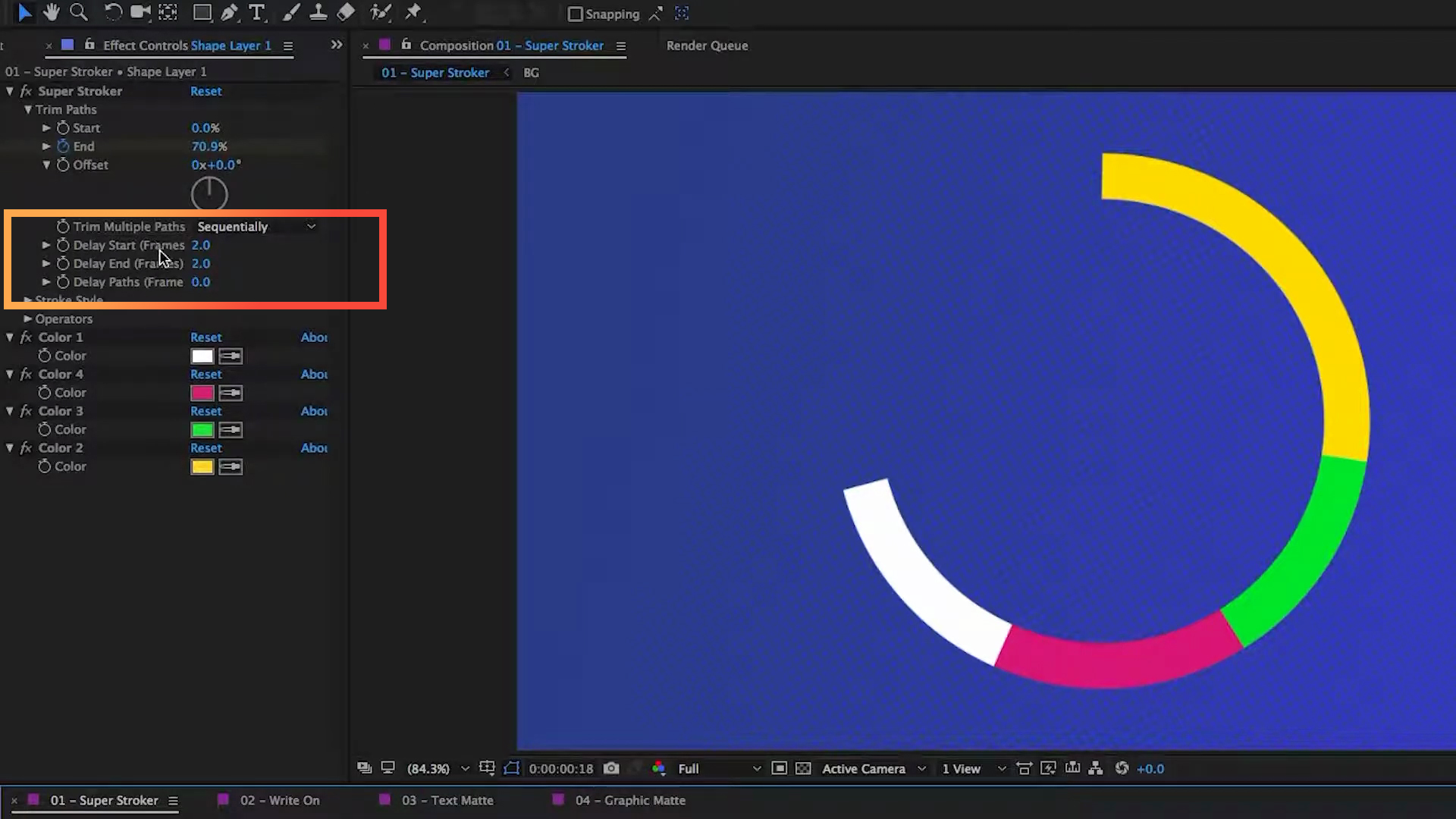 Delay controls - Stroke - After Effects