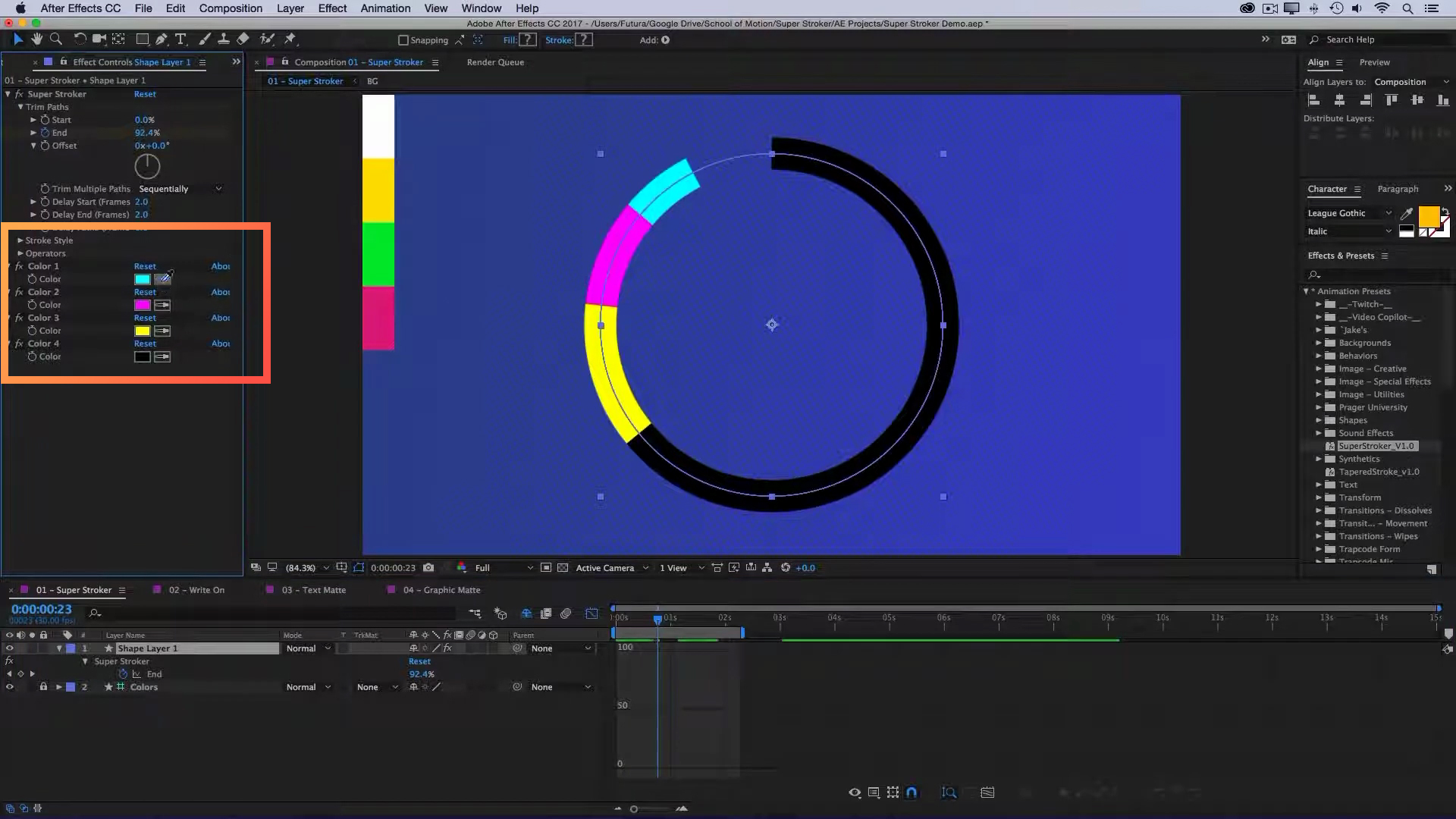 Stroke color palette in After Effects