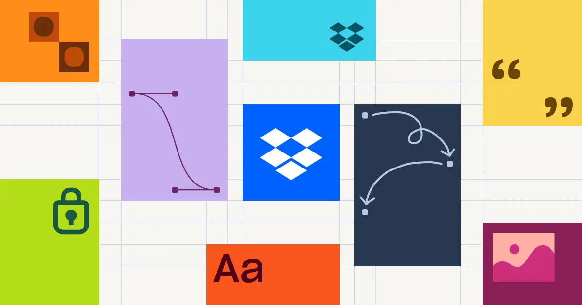 Dropbox brand guidelines with animated character illustrations
