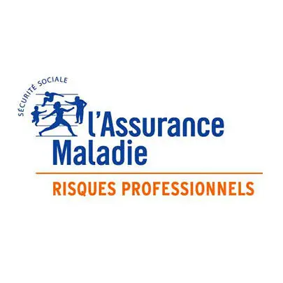 Logo de l'Assurance Maladie avec texte Sécurité Sociale et Risques Professionnels.