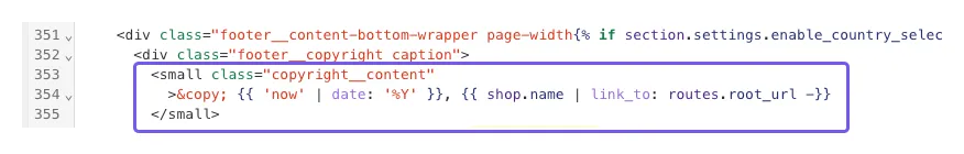 Screenshot of the saved lines of code