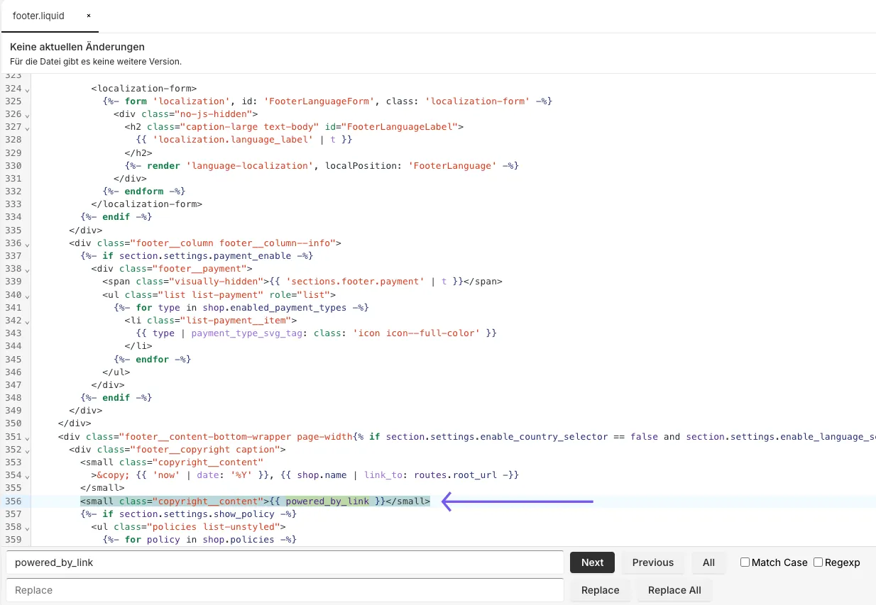 Screenshot of the affected code line