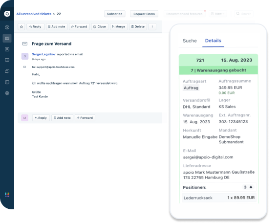 Schaubild der Freshdesk plentymarkets Integration