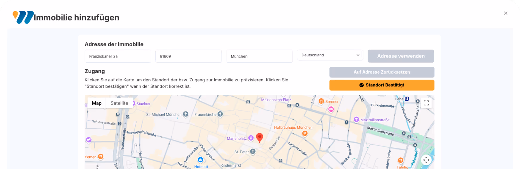 WBW Plattform Screenshot – Immobilienbewertung online starten
