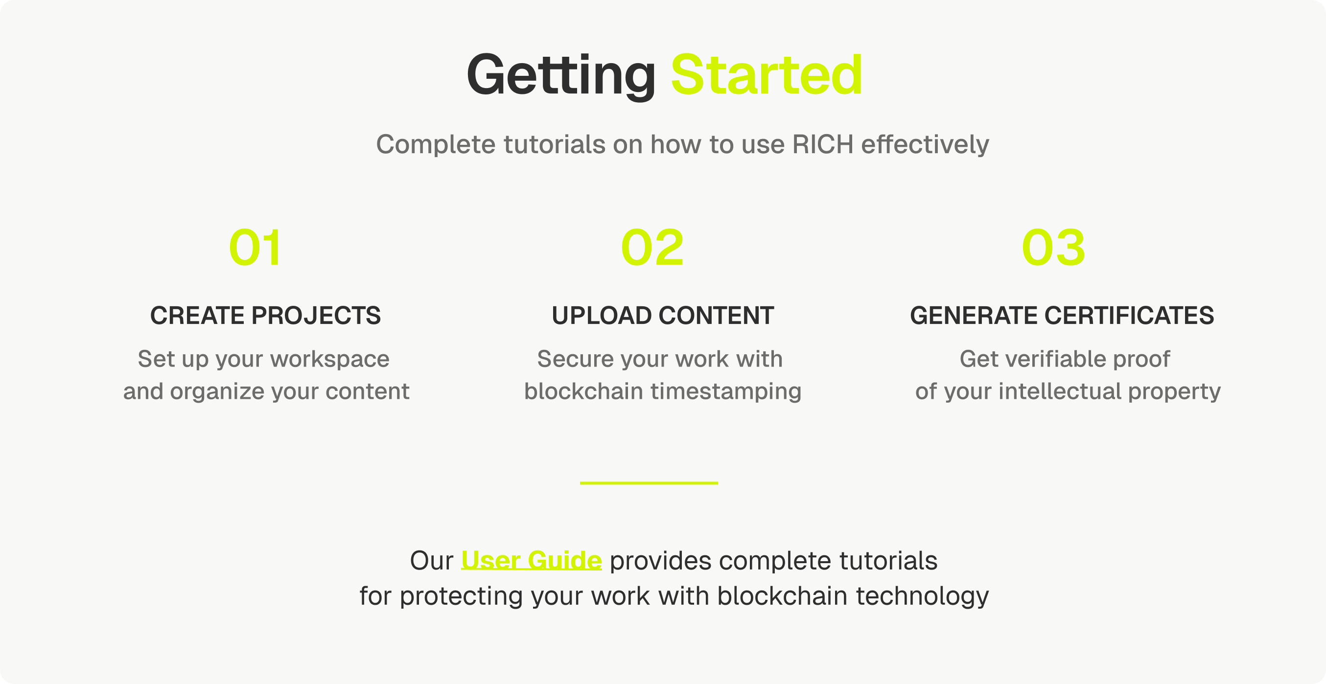 RICH User Guide - complete tutorial for blockchain IP protection and data security