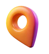 3D orange and pink location pin icon with a hollow center.
