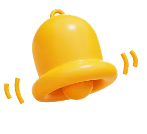 Yellow ringing bell with motion lines on both sides.