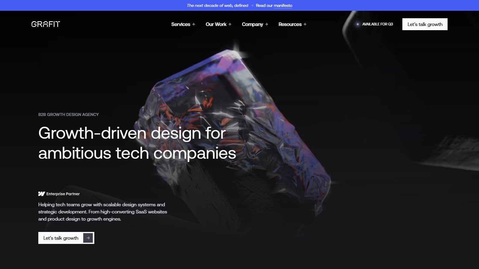 GRAFIT homepage hero: growth-driven design for ambitious tech companies