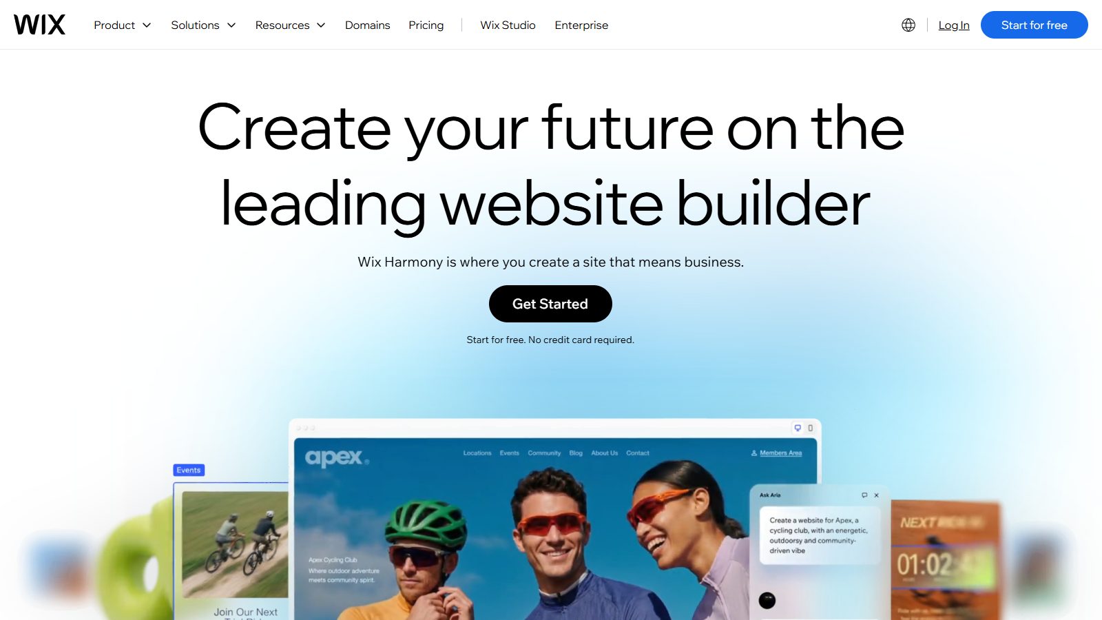 Wix homepage hero: Create your future on the leading website builder