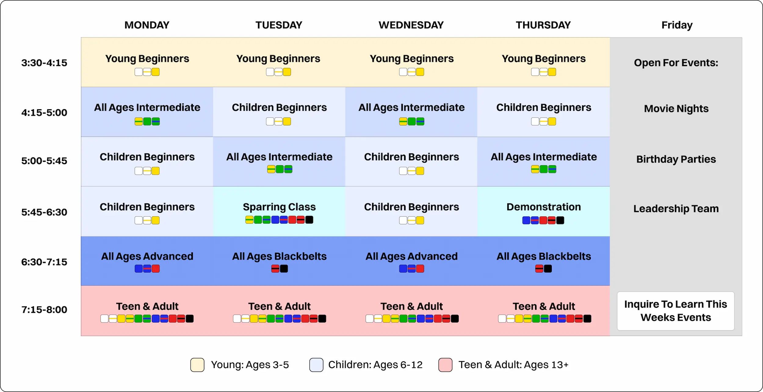 art of taekwondo schedule