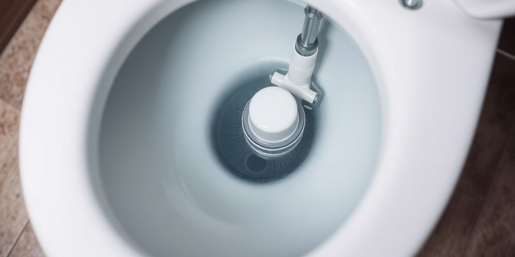 Toilet bowl with partial water level, indicating flushing problem.