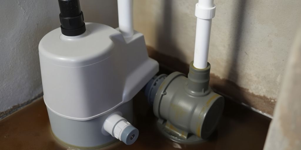 Newly installed sump pump in a residential basement.