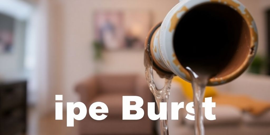 Leaking pipe causing water damage in a home interior.