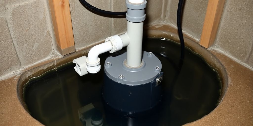Sump pump in a basement during a power outage.