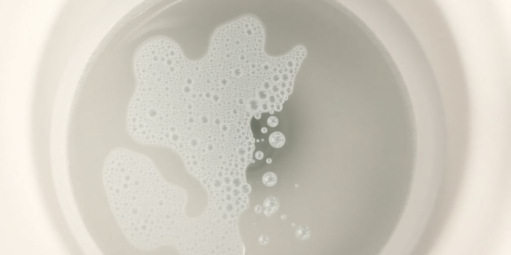 Gurgling toilet with bubbles and disturbed water surface.