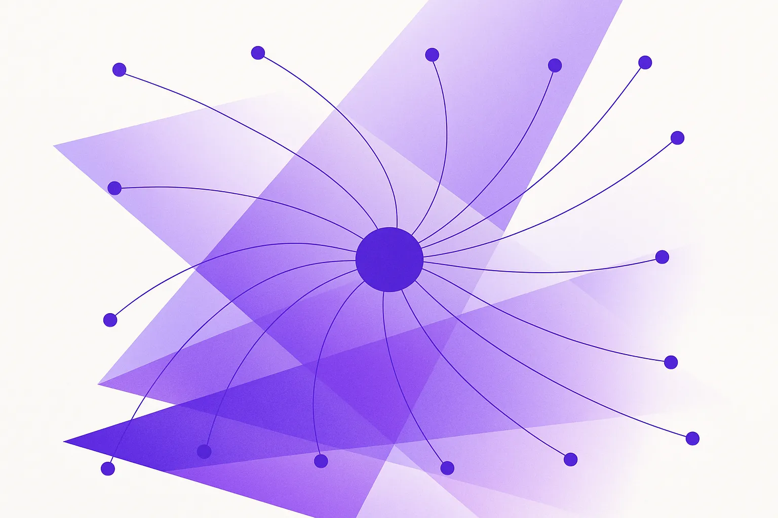 Abstract lines converging from several distant points onto one central node, suggesting remote collaboration