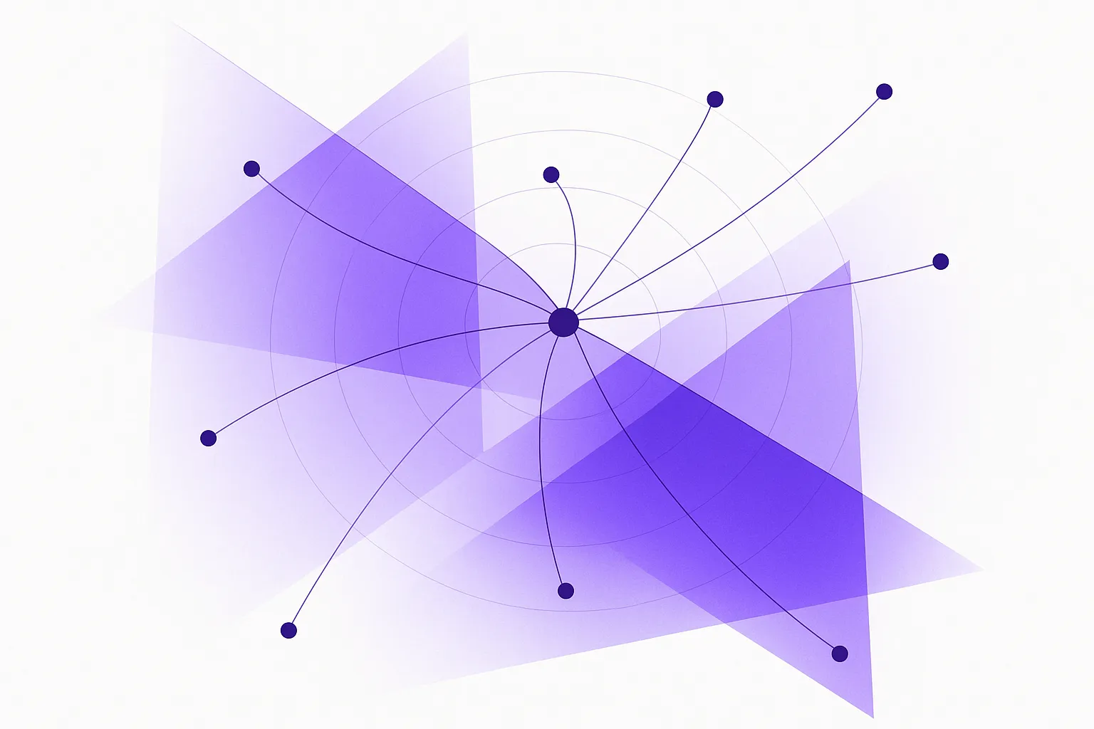 Abstract lines converging from scattered points toward a single central node, suggesting a choice being narrowed