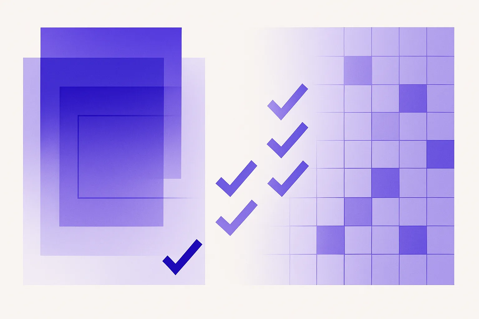 Abstract cover of stacked blocks settling into ordered rows, suggesting a system being assembled step by step