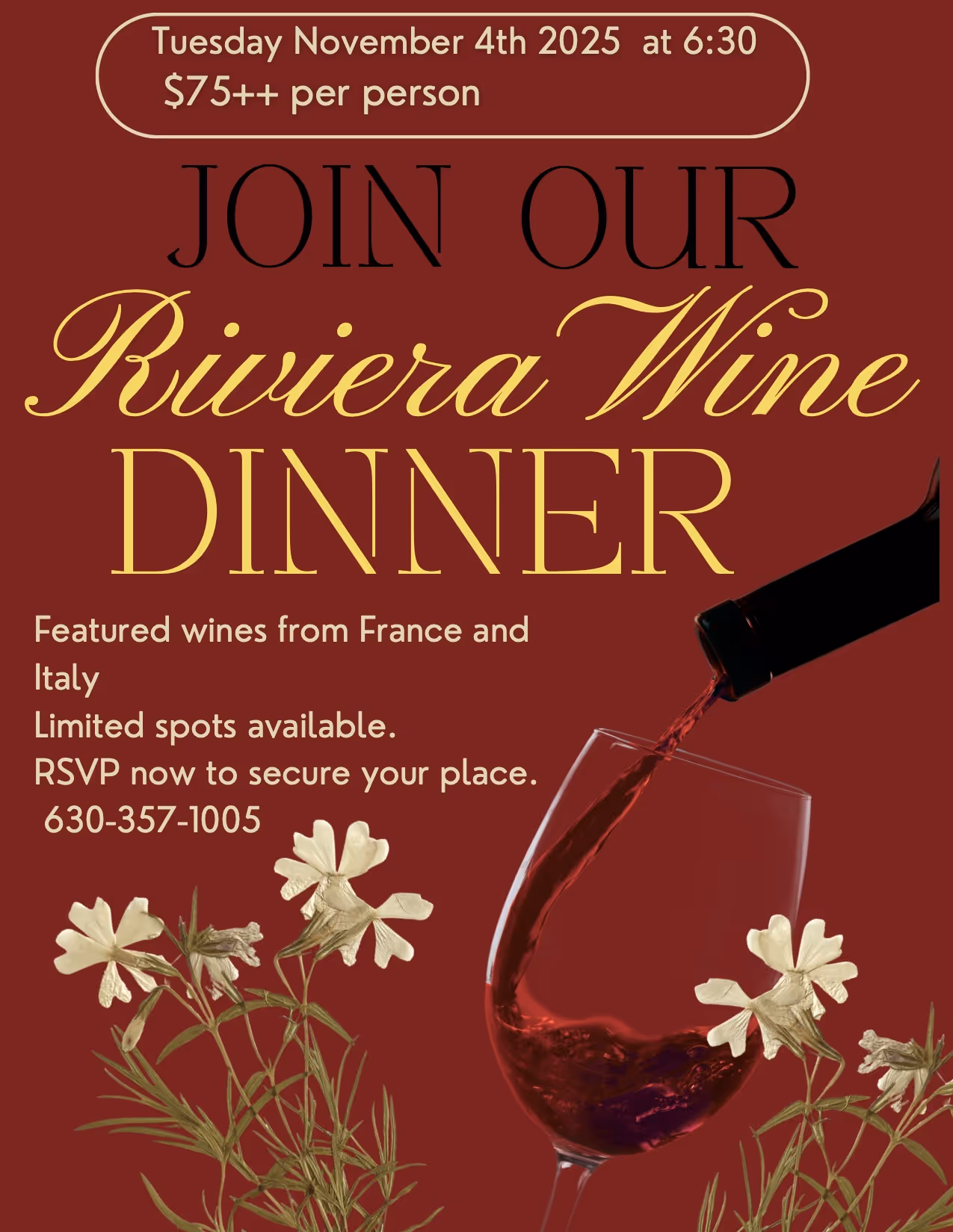 Riviera Wine Dinner Flyer