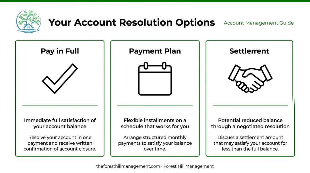 Three debt resolution options comparison chart pay in full plan or settlement