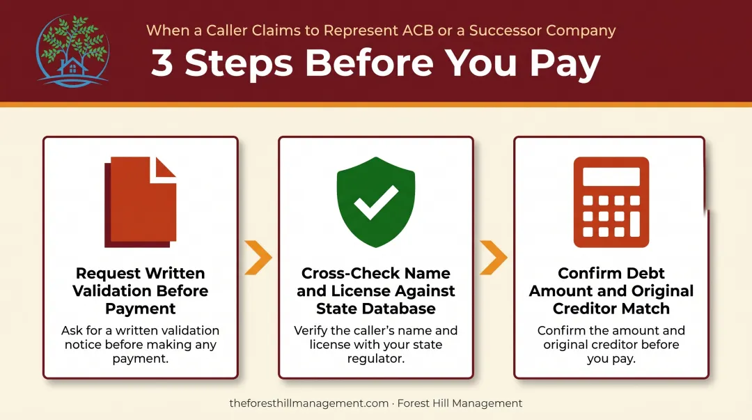 3-step verification process checklist for suspected zombie debt collectors