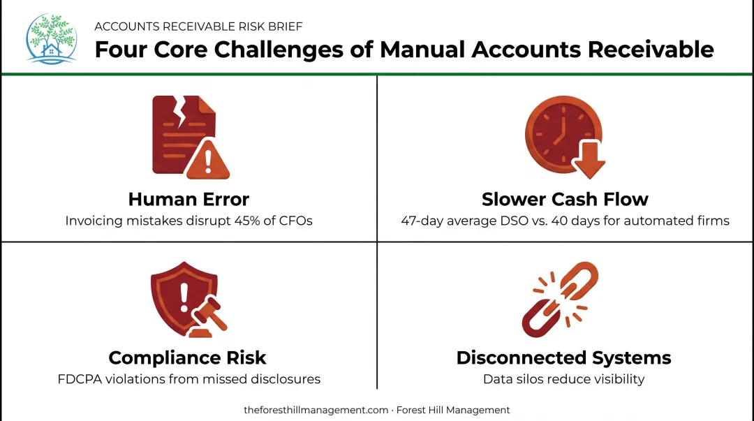 Manual accounts receivable process challenges and compliance risk overview